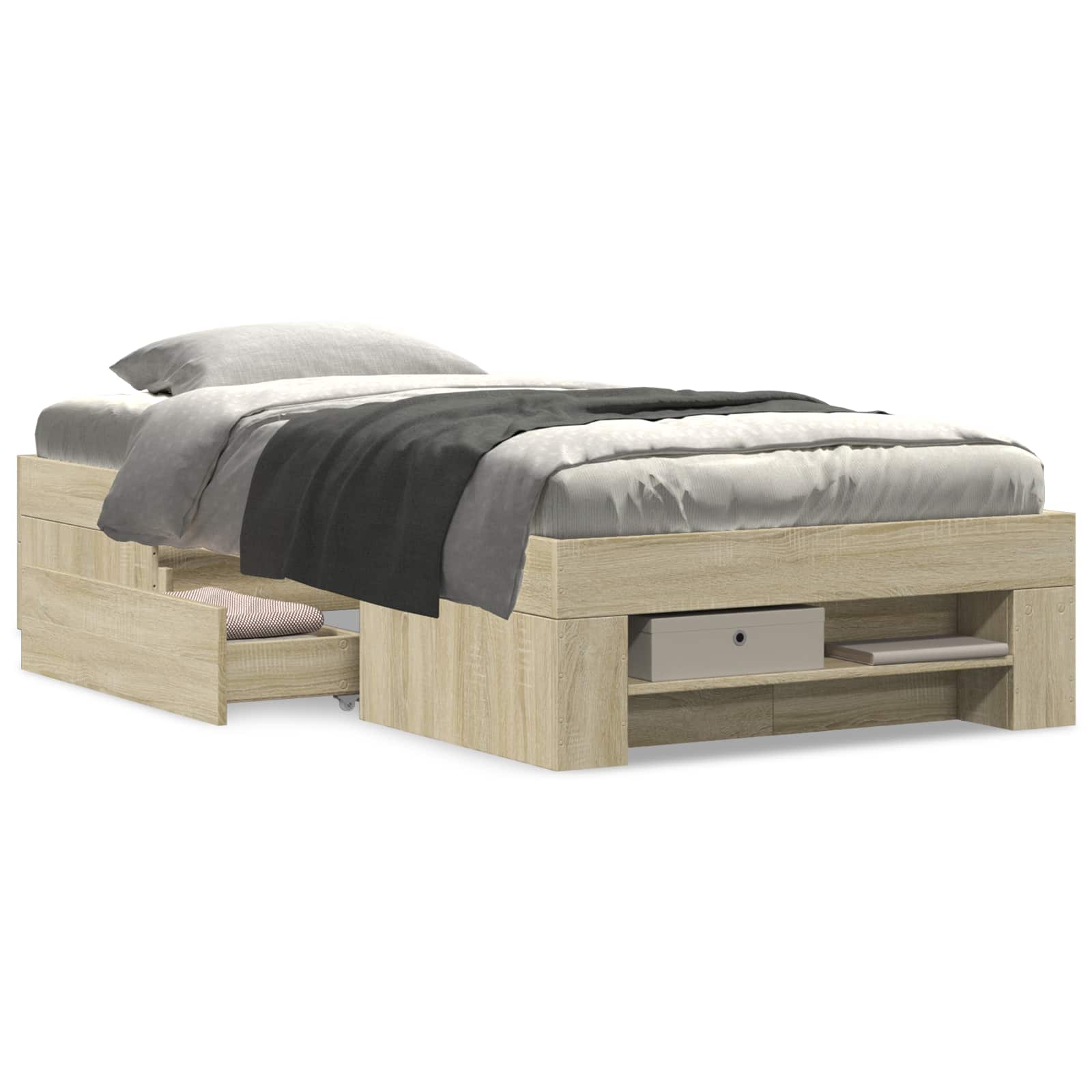 Telaio del letto con storage Rovere Sonoma 80 x 200 cm | homemem39