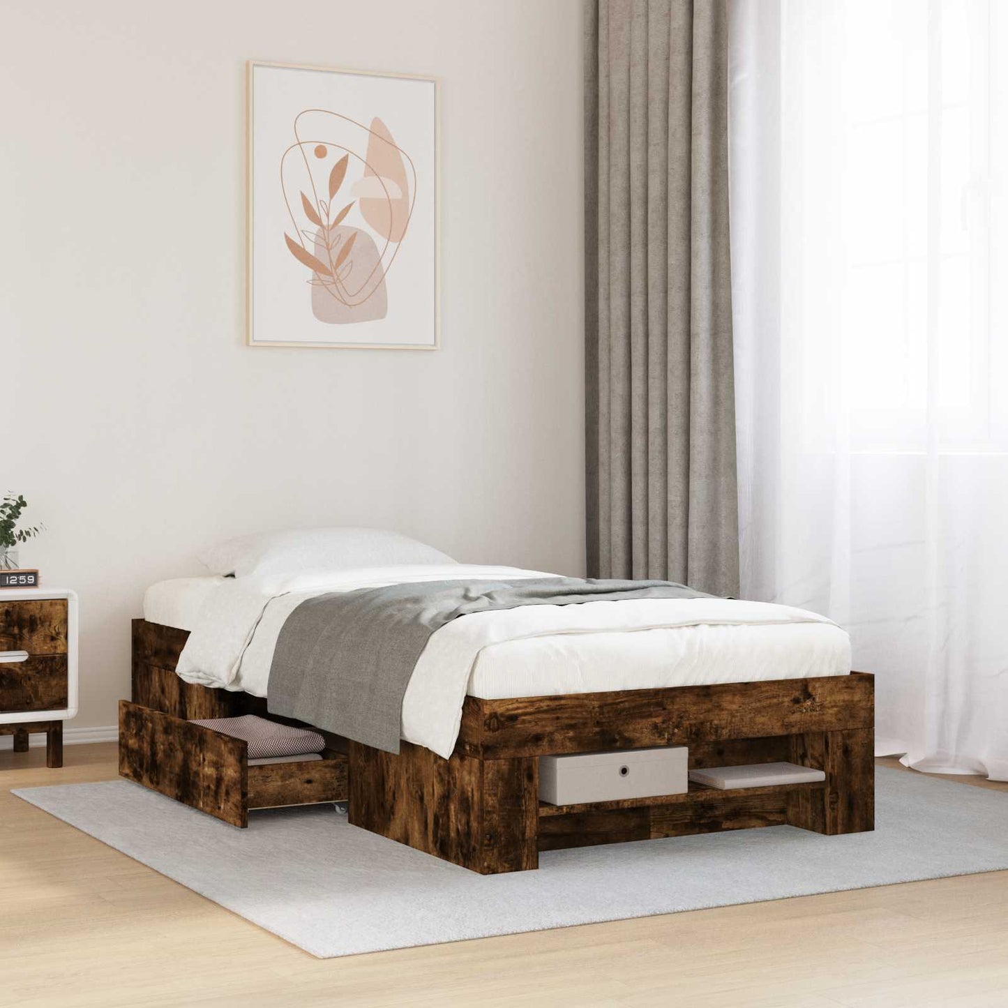 Telaio del letto con storage Rovere Fumo 80 x 200 cm | homemem39
