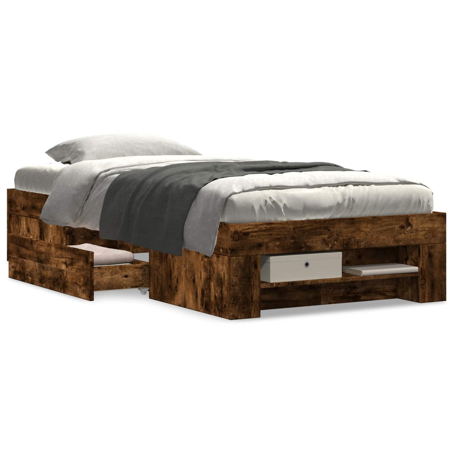 Telaio del letto con storage Rovere Fumo 80 x 200 cm | homemem39