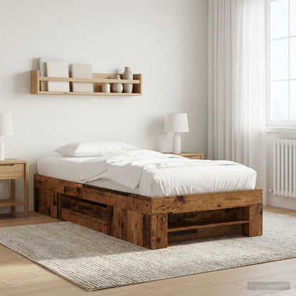 Telaio del letto con storage Legno antico 80 x 200 cm | homemem39