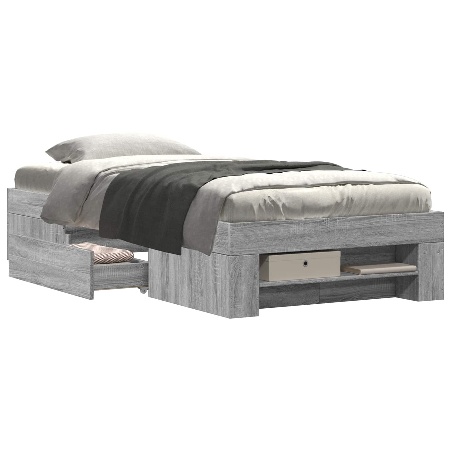 Telaio del letto con storage Sonoma grigio 80 x 200 cm | homemem39