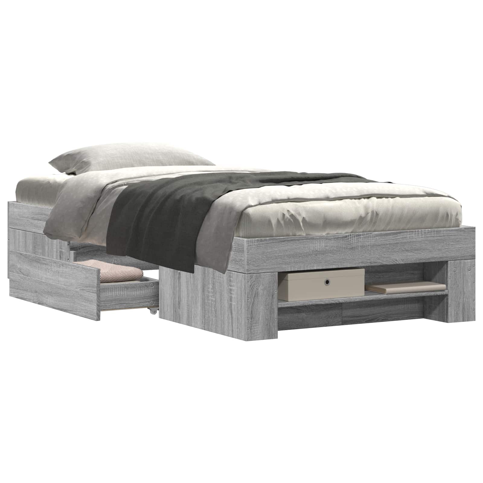 Telaio del letto con storage Sonoma grigio 80 x 200 cm | homemem39