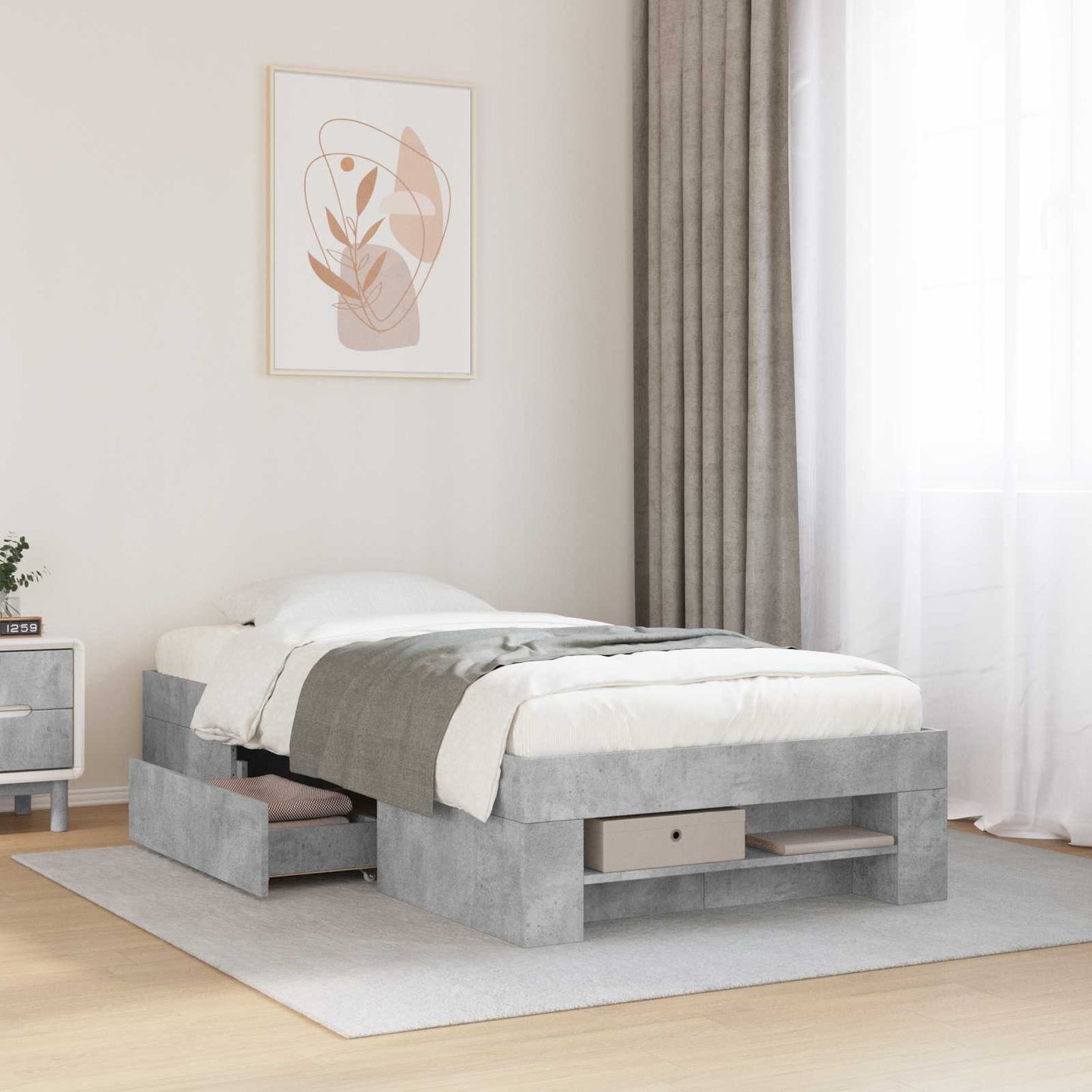 Telaio del letto con storage Grigio Cemento 80 x 200 cm | homemem39