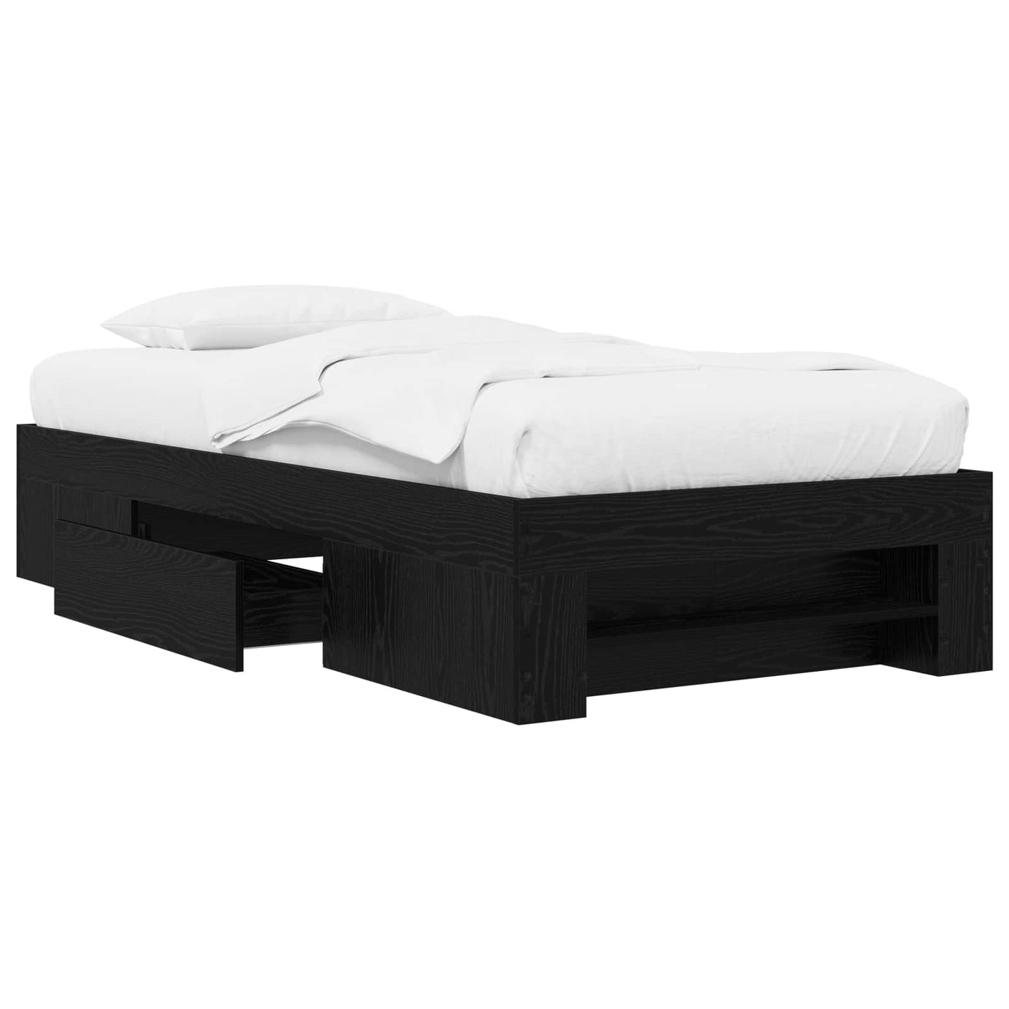 Telaio del letto con storage Rovere Nero 80 x 200 cm | homemem39