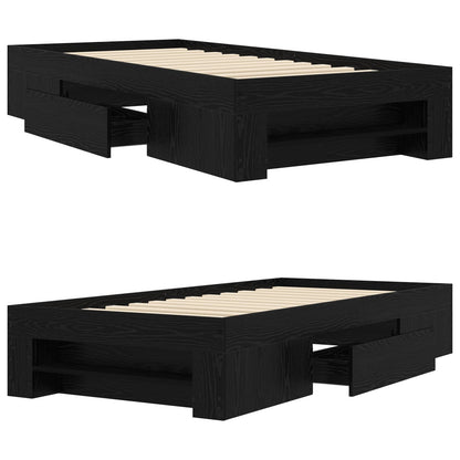 Telaio del letto con storage Rovere Nero 80 x 200 cm | homemem39