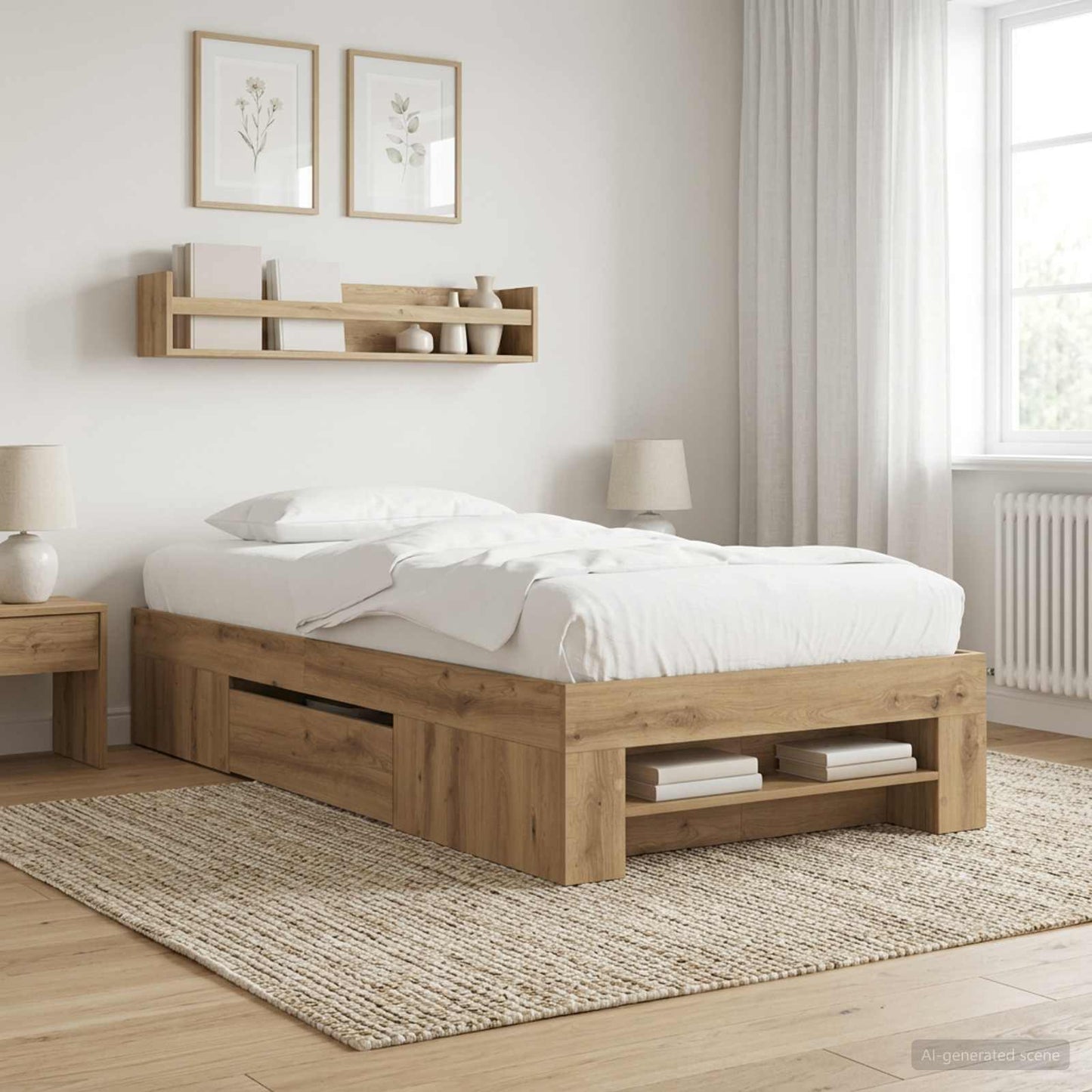 Telaio del letto con storage Rovere Artigianale 80 x 200 cm