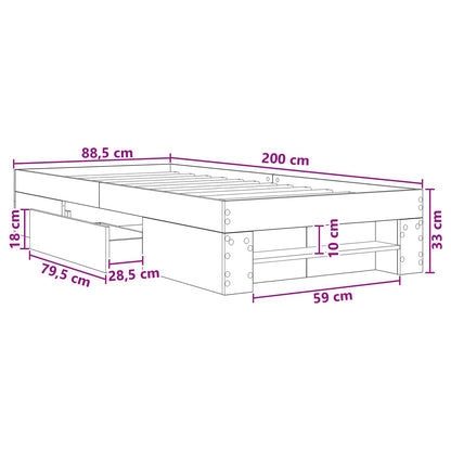 Telaio del letto con storage Rovere Artigianale 80 x 200 cm | homemem39