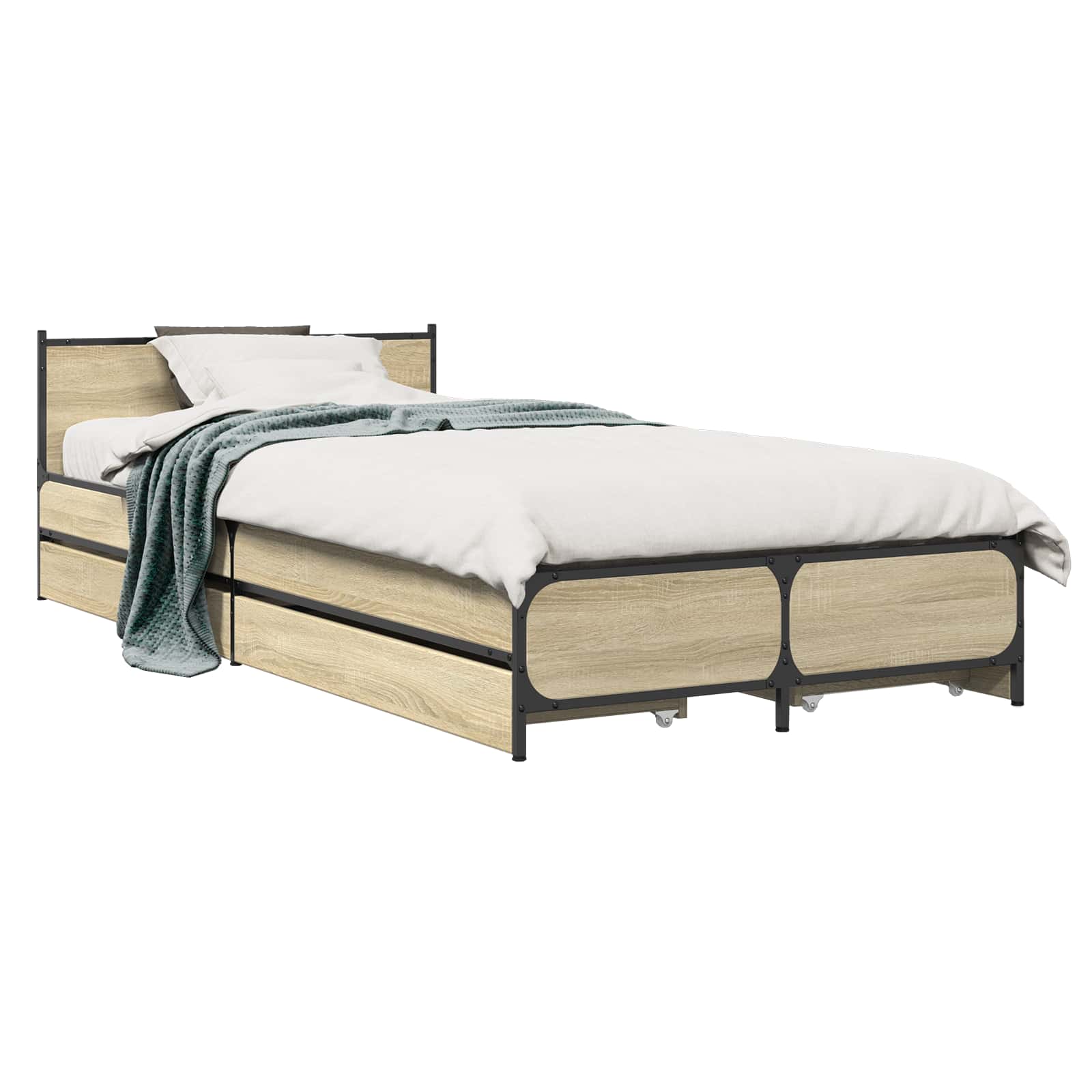 Struttura letto con testata con ruota Rovere Sonoma 80 x 200 cm | homemem39