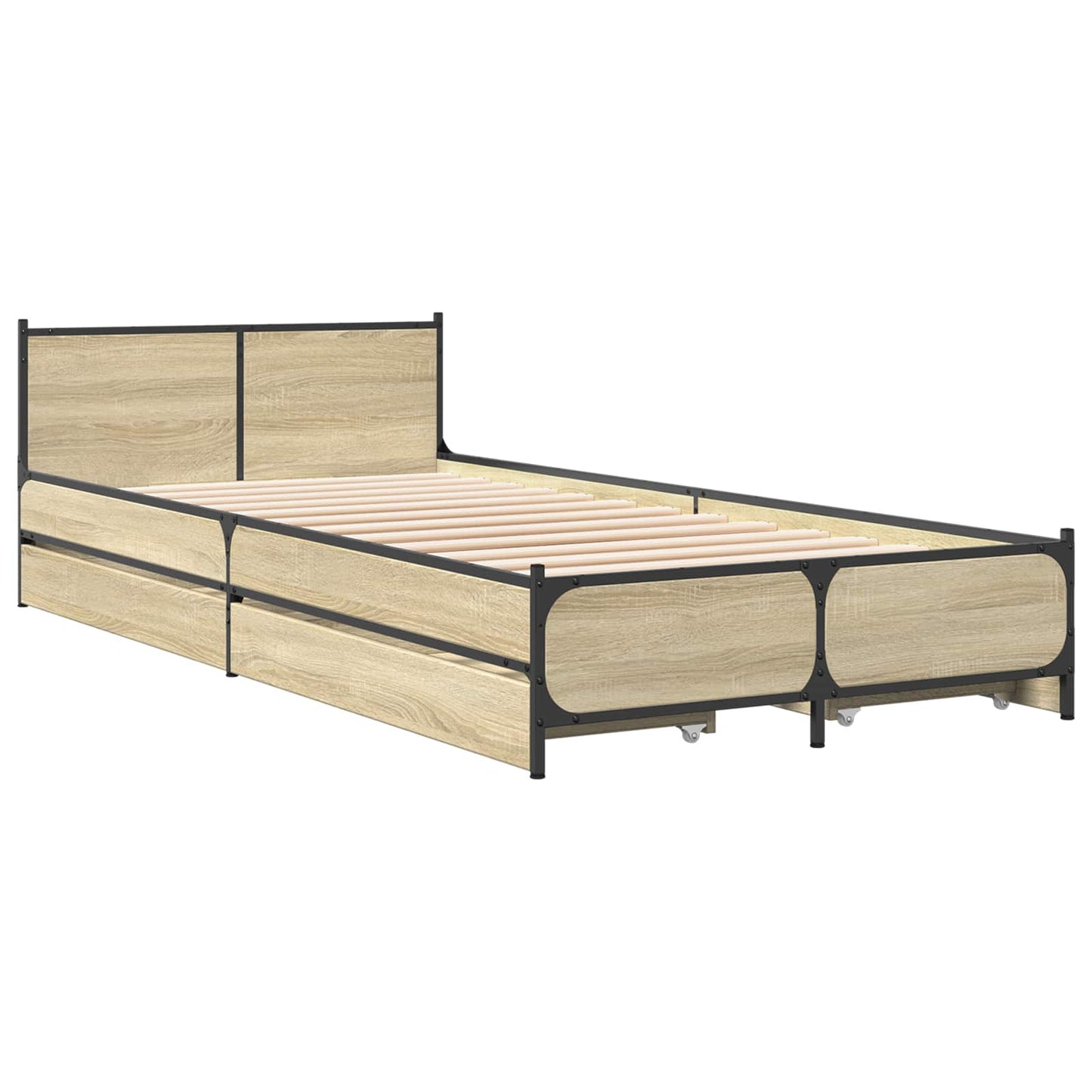 Struttura letto con testata con ruota Rovere Sonoma 80 x 200 cm | homemem39