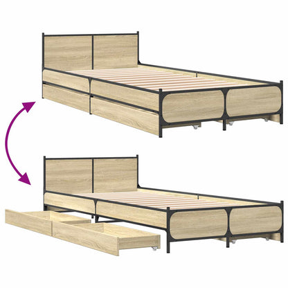 Struttura letto con testata con ruota Rovere Sonoma 80 x 200 cm | homemem39