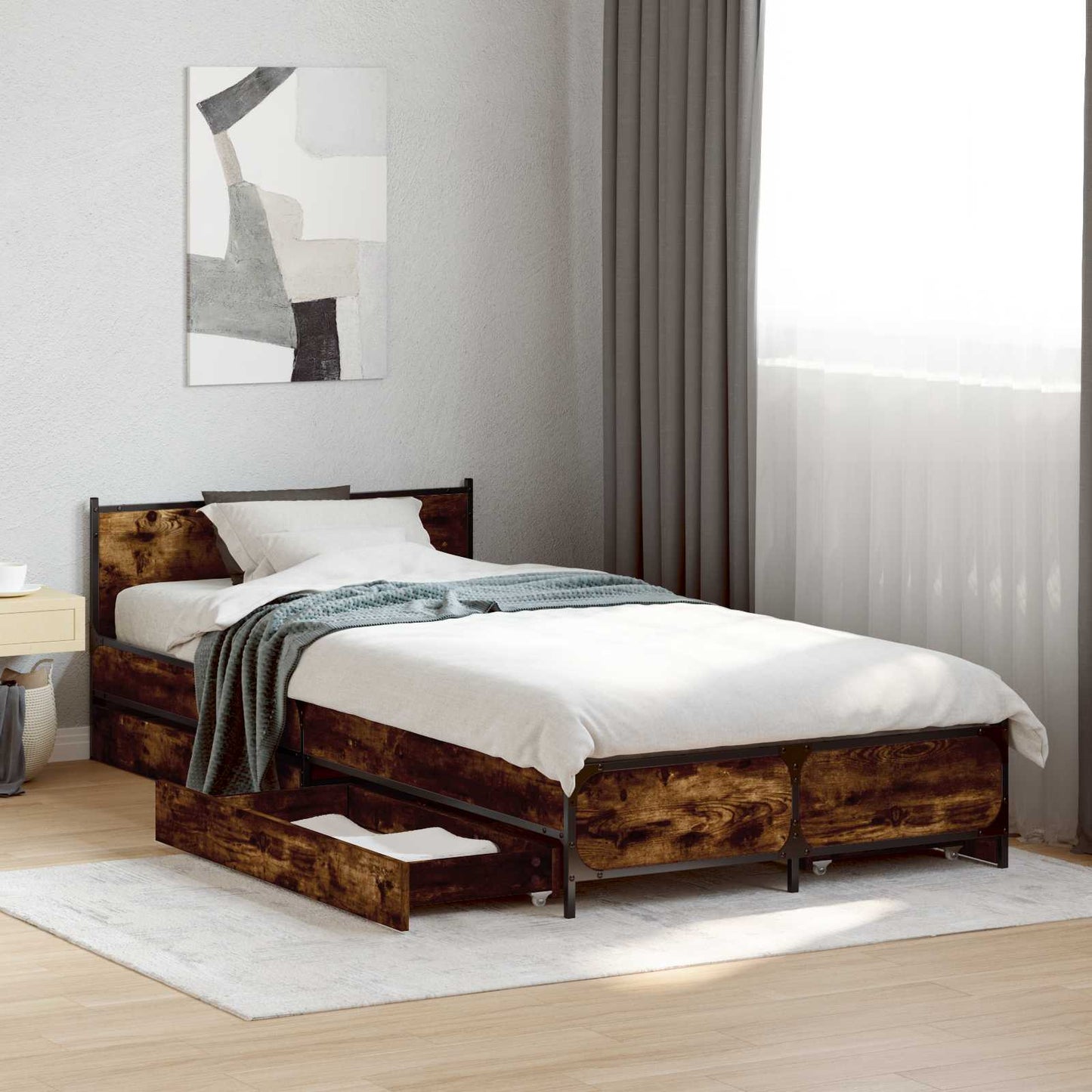 Struttura letto con testata con ruota Rovere Fumo 80 x 200 cm | homemem39