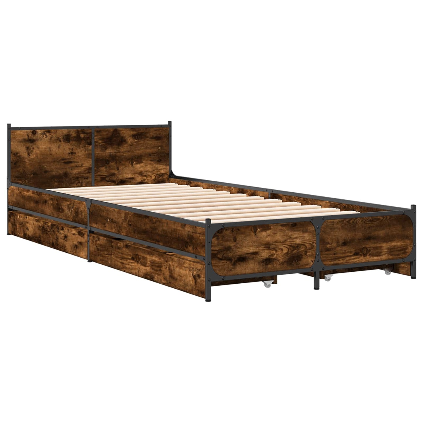 Struttura letto con testata con ruota Rovere Fumo 80 x 200 cm | homemem39