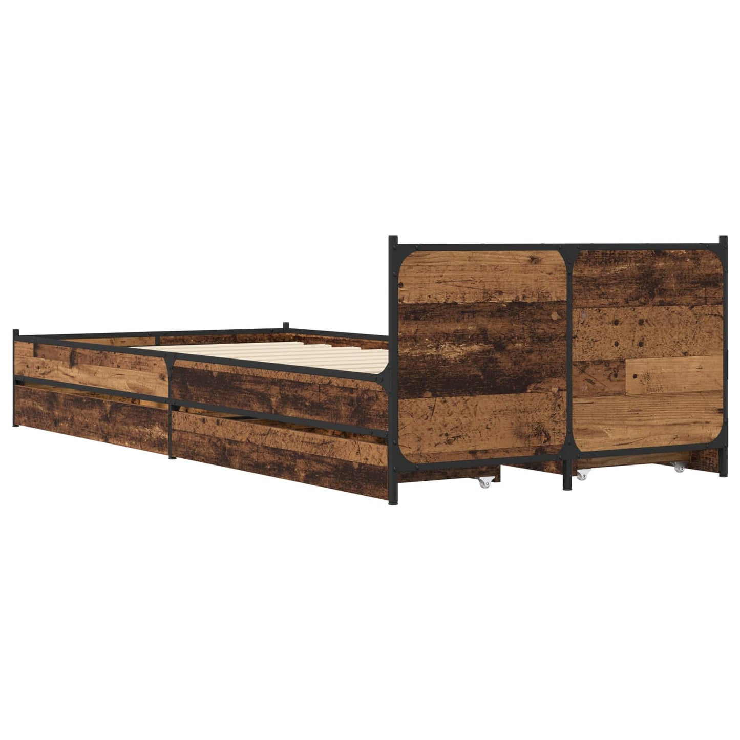 Struttura letto con testata con ruota Legno antico 80 x 200 cm | homemem39