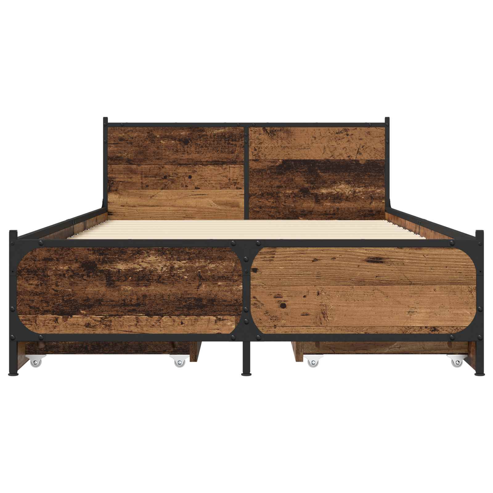 Struttura letto con testata con ruota Legno antico 80 x 200 cm | homemem39