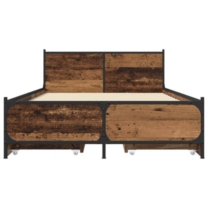 Struttura letto con testata con ruota Legno antico 80 x 200 cm | homemem39
