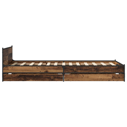 Struttura letto con testata con ruota Legno antico 80 x 200 cm | homemem39