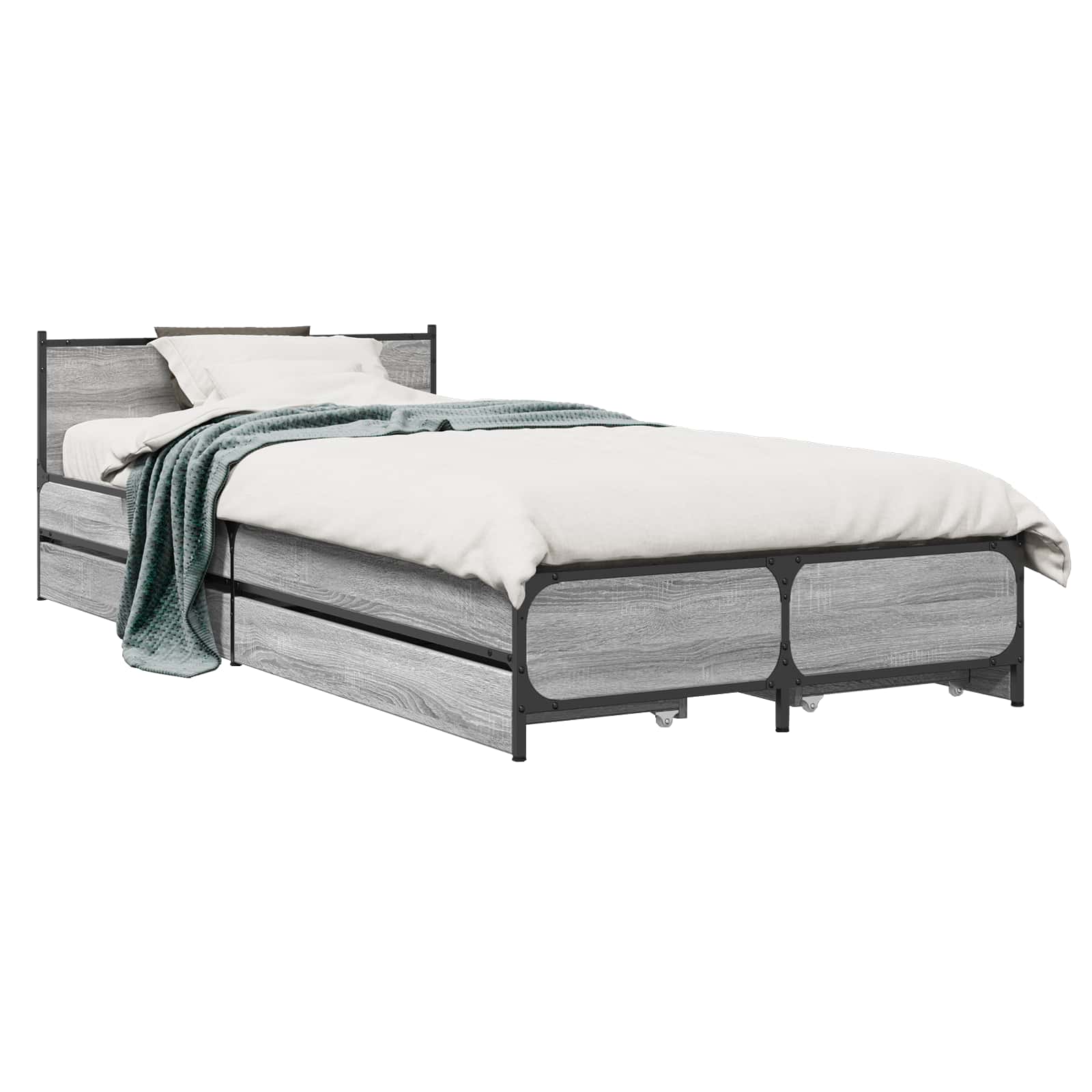 Struttura letto con testata con ruota Sonoma grigio 80 x 200 cm | homemem39