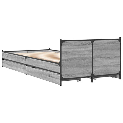 Struttura letto con testata con ruota Sonoma grigio 80 x 200 cm | homemem39