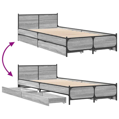 Struttura letto con testata con ruota Sonoma grigio 80 x 200 cm | homemem39