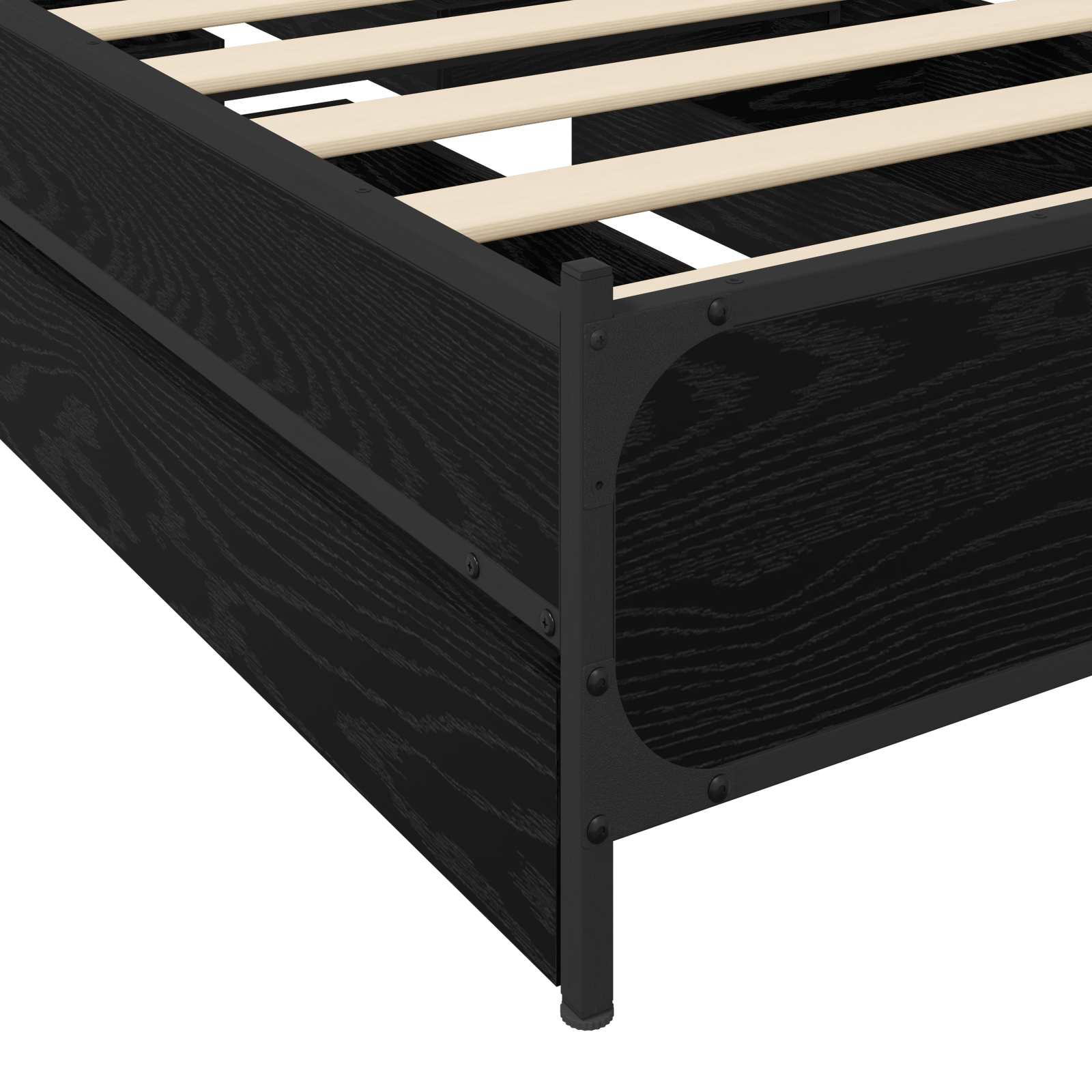 Struttura letto con testata con ruota Rovere Nero 80 x 200 cm | homemem39