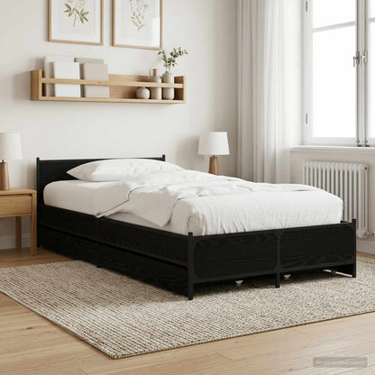 Struttura letto con testata con ruota Rovere Nero 80 x 200 cm