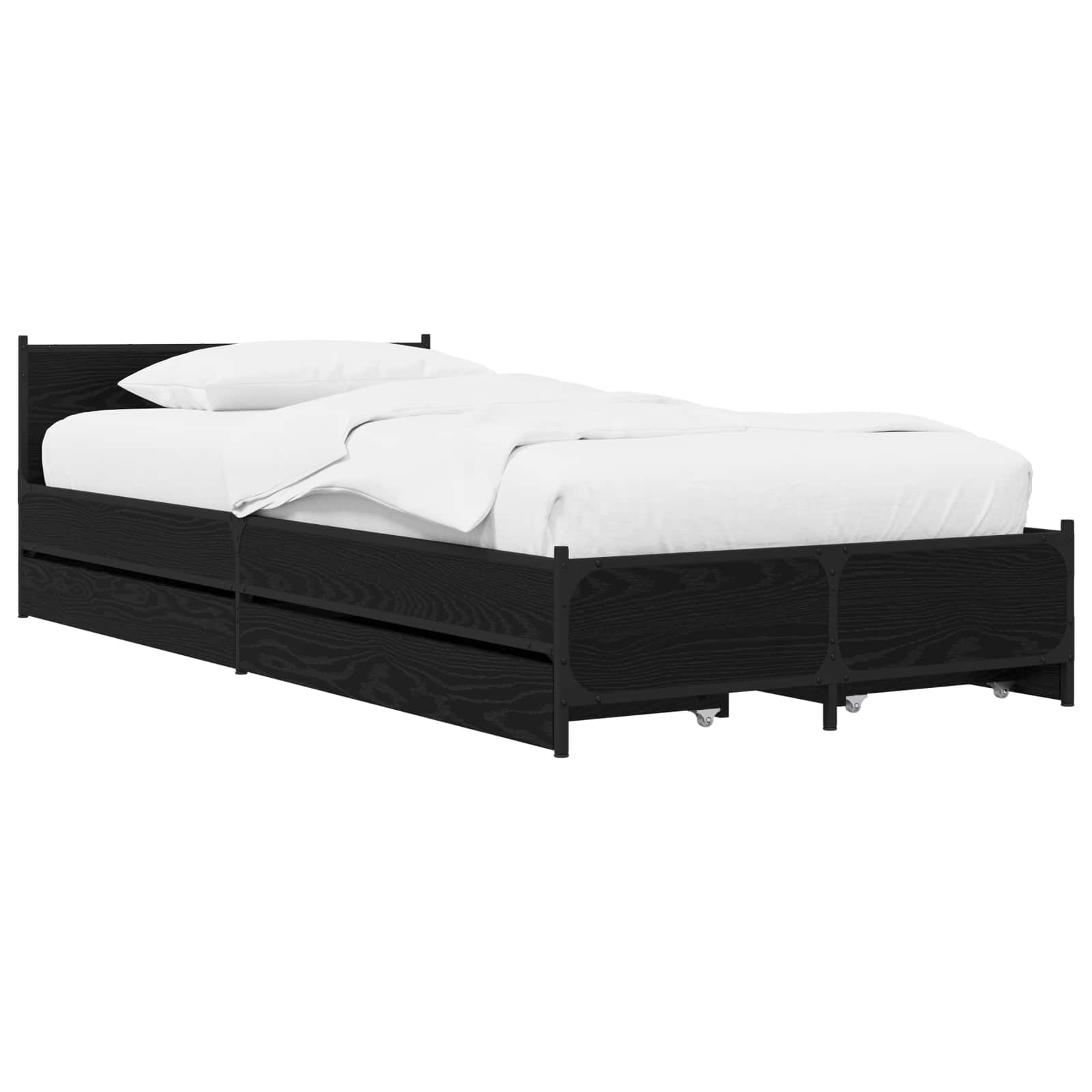 Struttura letto con testata con ruota Rovere Nero 80 x 200 cm | homemem39