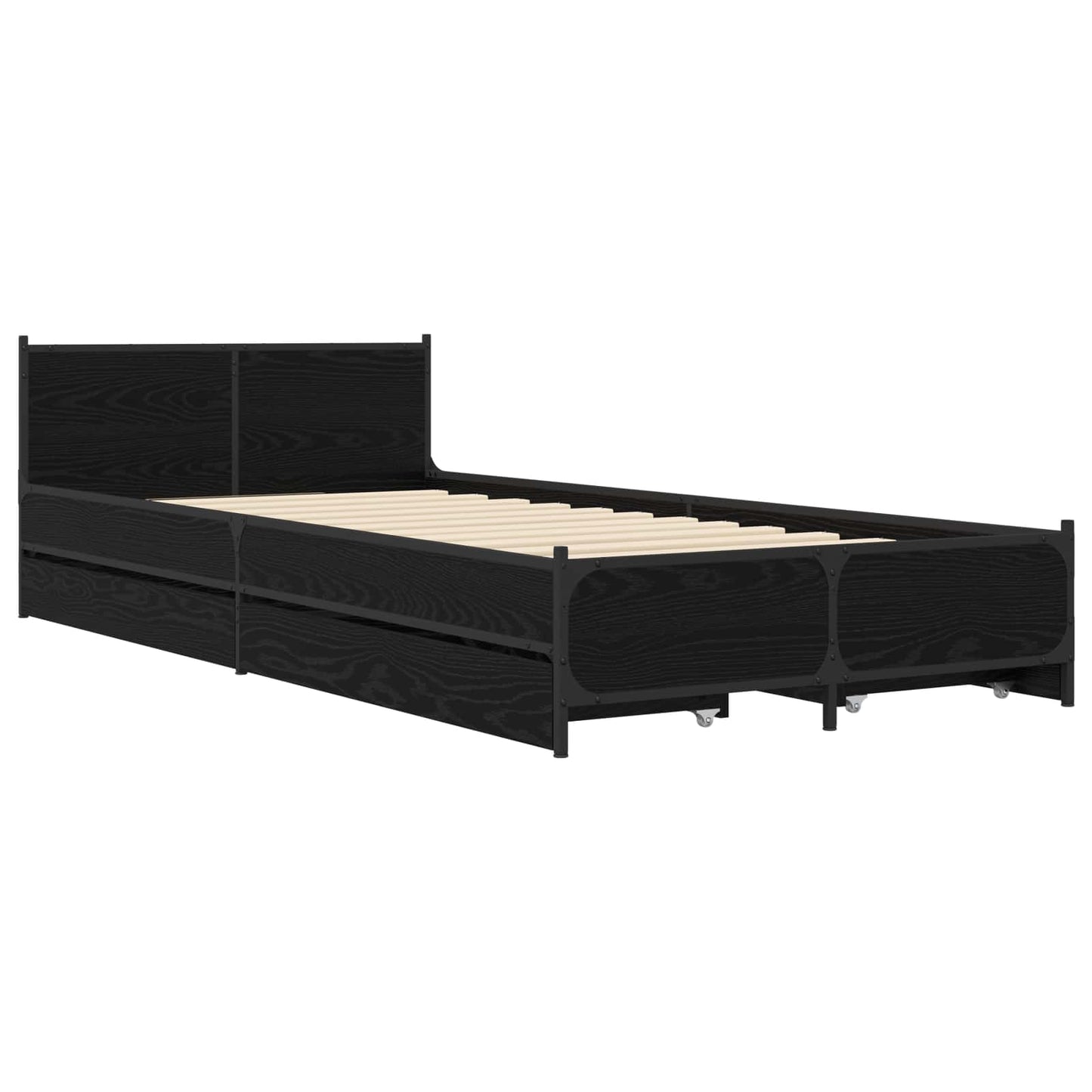 Struttura letto con testata con ruota Rovere Nero 80 x 200 cm | homemem39