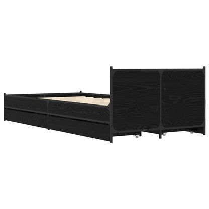 Struttura letto con testata con ruota Rovere Nero 80 x 200 cm | homemem39