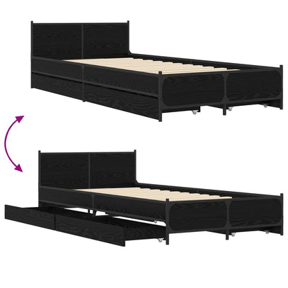 Struttura letto con testata con ruota Rovere Nero 80 x 200 cm | homemem39