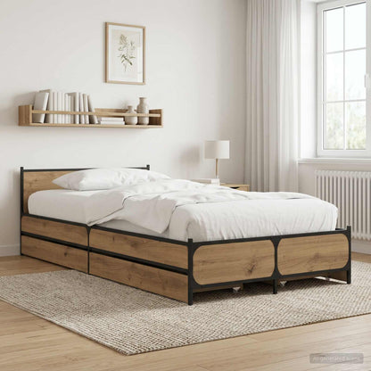 Struttura letto con testata Rovere Artigianale 80 x 200 cm