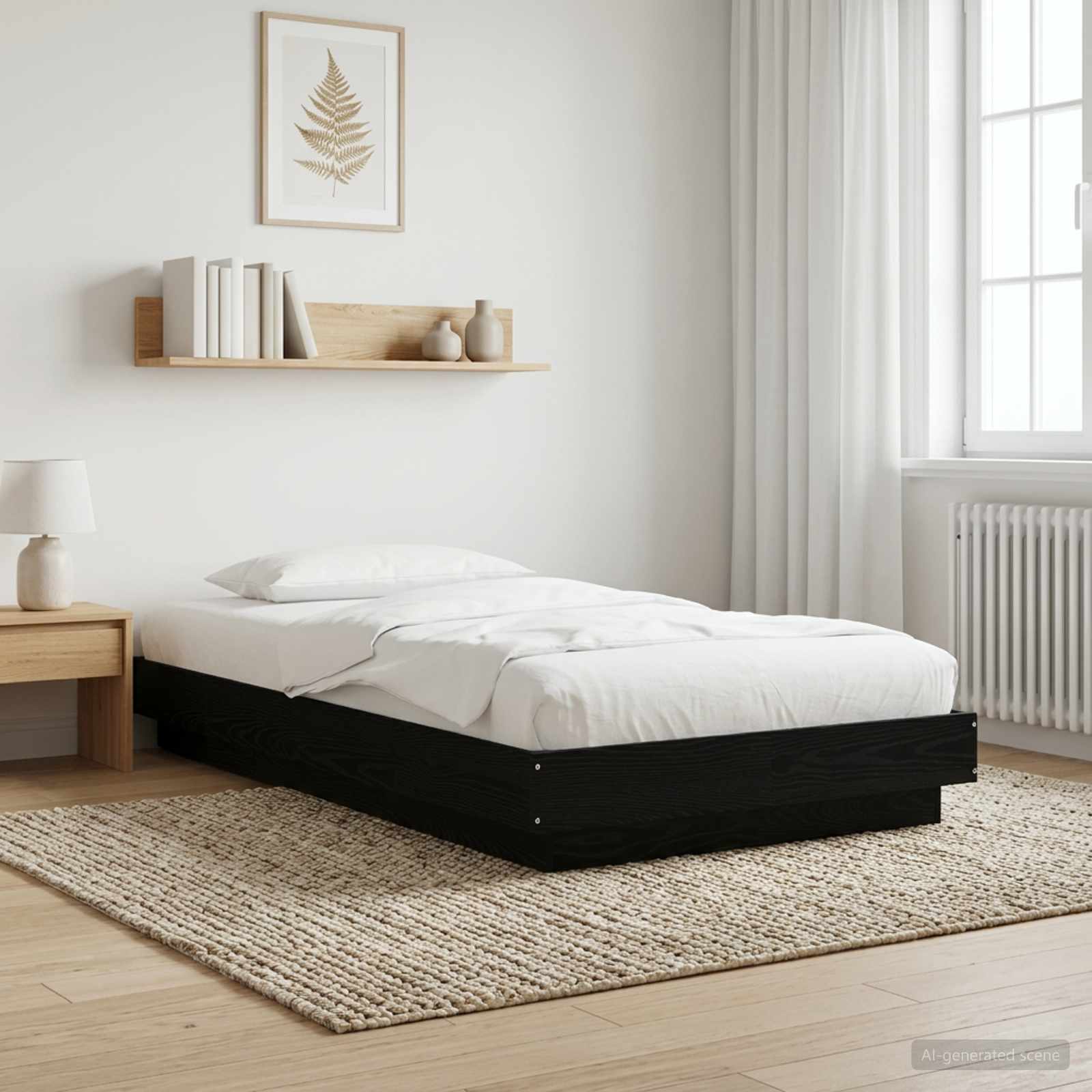 Struttura letto a pavimento Rovere Nero 80 x 210 cm | homemem39
