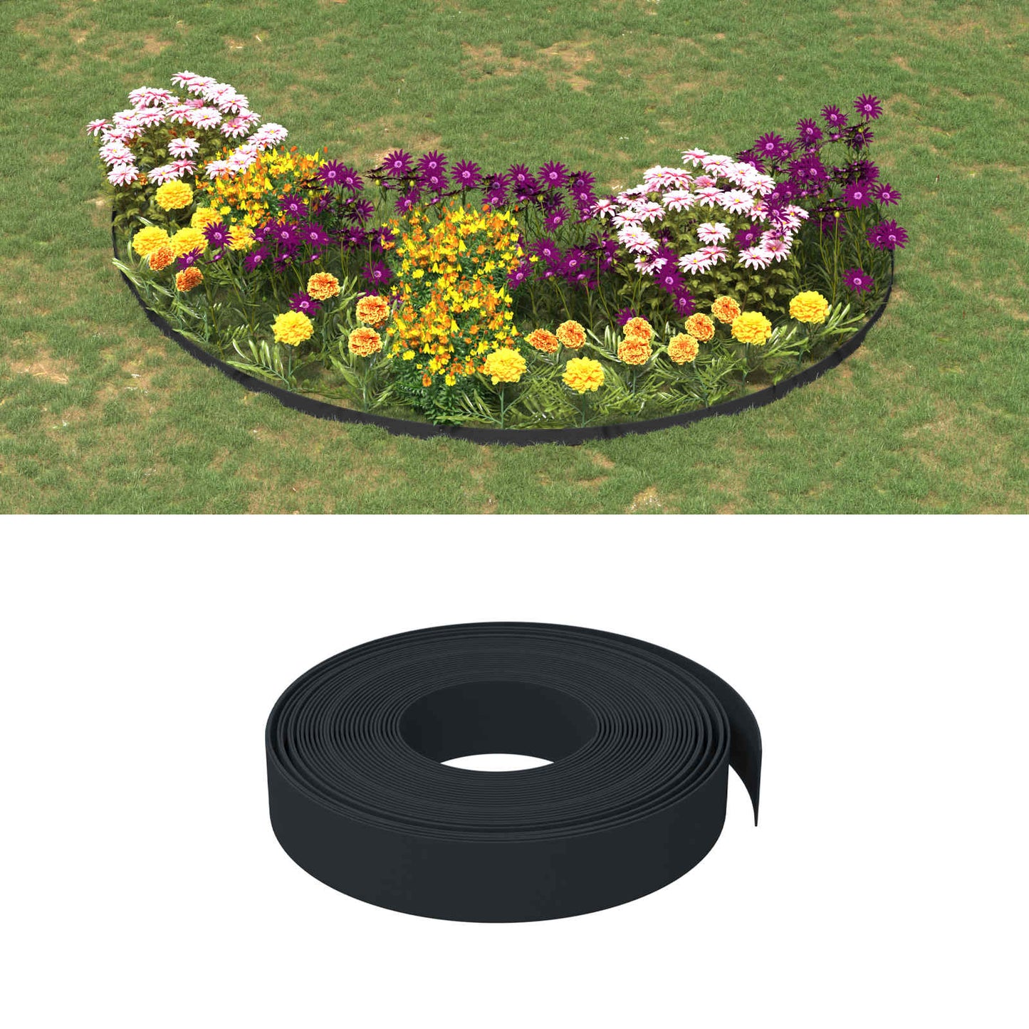 Bordatura per giardino 25 m 10 cm PE Nero | homemem39