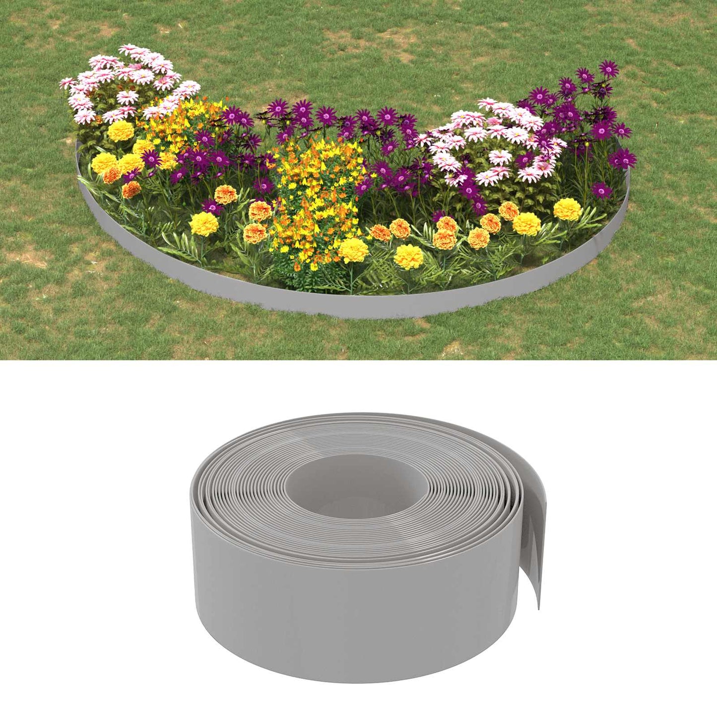 Bordatura per giardino 25 m 20 cm PE Grigio