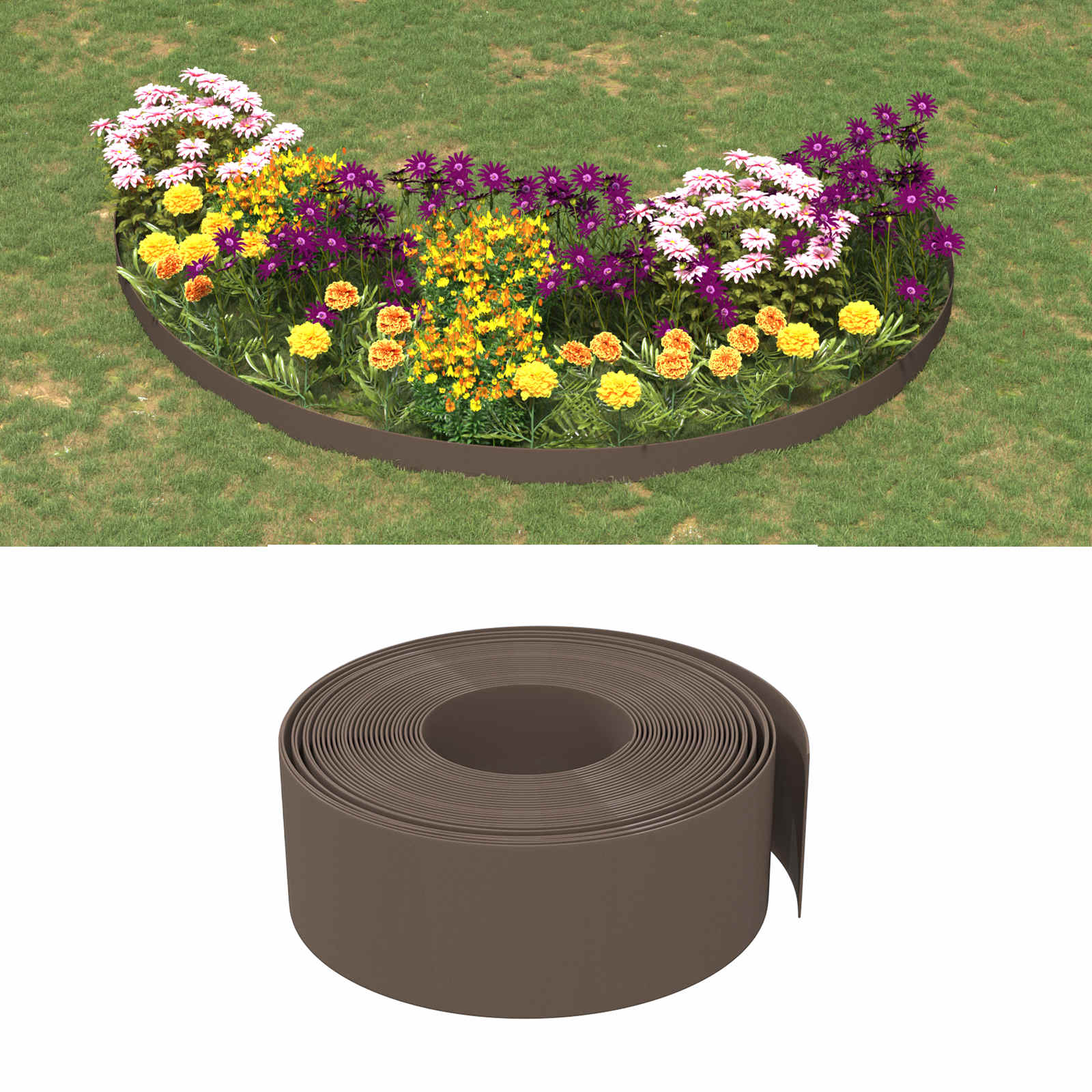 Bordatura per giardino 25 m 20 cm PE Marrone | homemem39