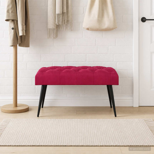 Panchina con bottoni imbottiti Rosso Vino 80 x 40 x 46 cm
