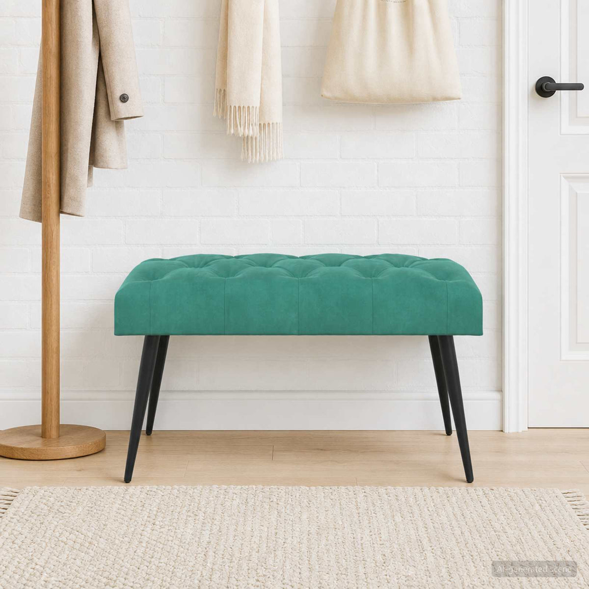 Panchina con bottoni imbottiti Turchese 80 x 40 x 46 cm Velluto | homemem39