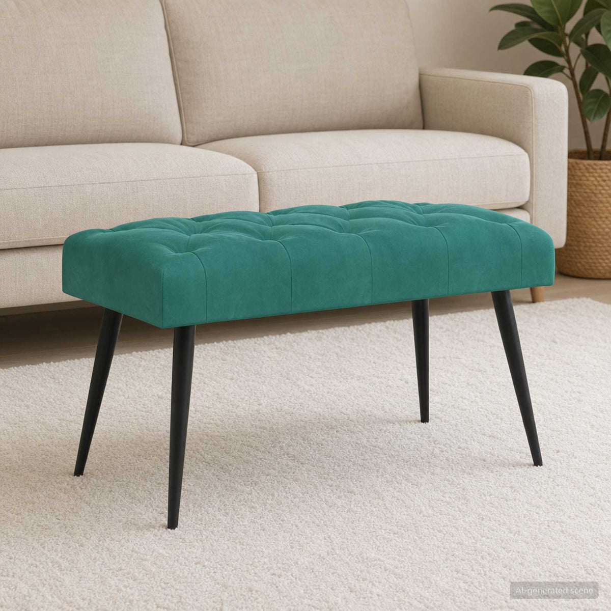 Panchina con bottoni imbottiti Turchese 80 x 40 x 46 cm Velluto | homemem39