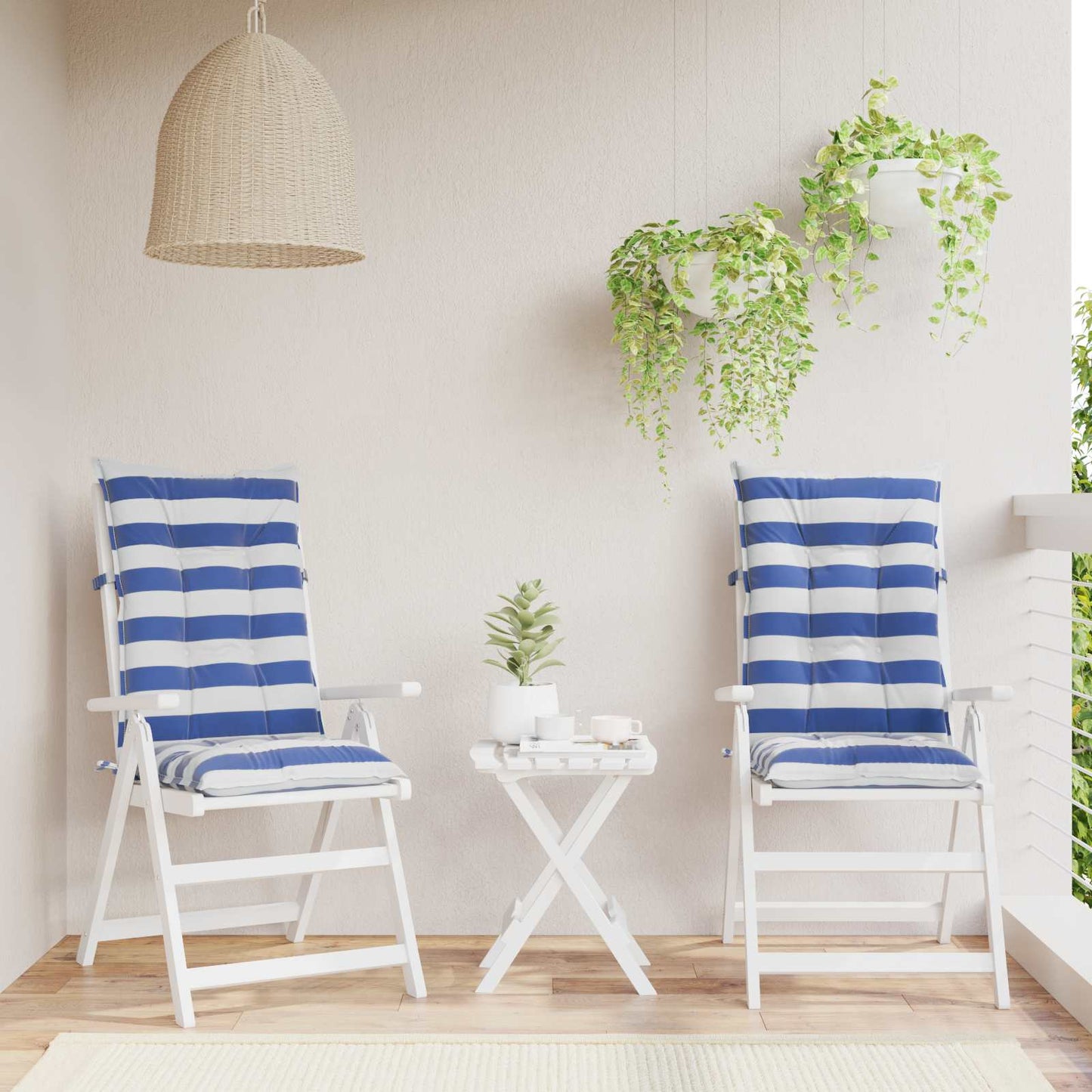 Cuscino da Esterno 2 pcs Blu e Bianco 120 x 50 x 7 cm Tessuto | homemem39