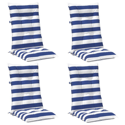 Cuscino da Esterno 4 pcs Blu e Bianco 120 x 50 x 7 cm Tessuto | homemem39