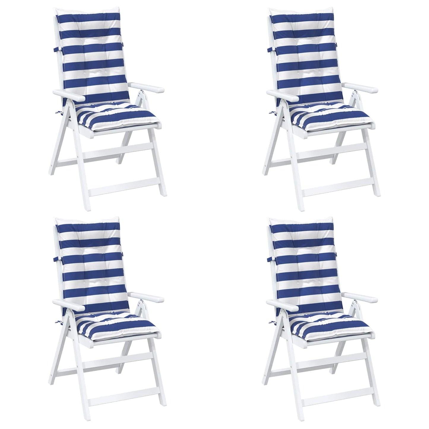 Cuscino da Esterno 4 pcs Blu e Bianco 120 x 50 x 7 cm Tessuto | homemem39