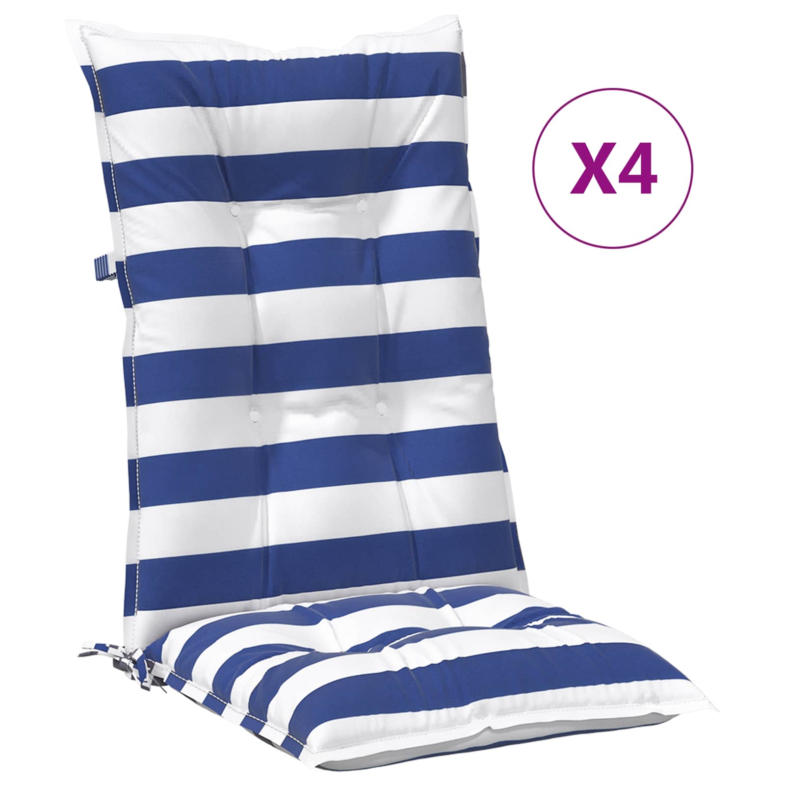 Cuscino da Esterno 4 pcs Blu e Bianco 120 x 50 x 7 cm Tessuto | homemem39