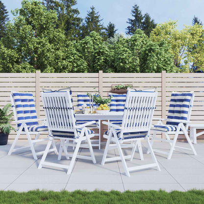 Cuscino da Esterno 6 pcs Blu e Bianco 120 x 50 x 7 cm Tessuto