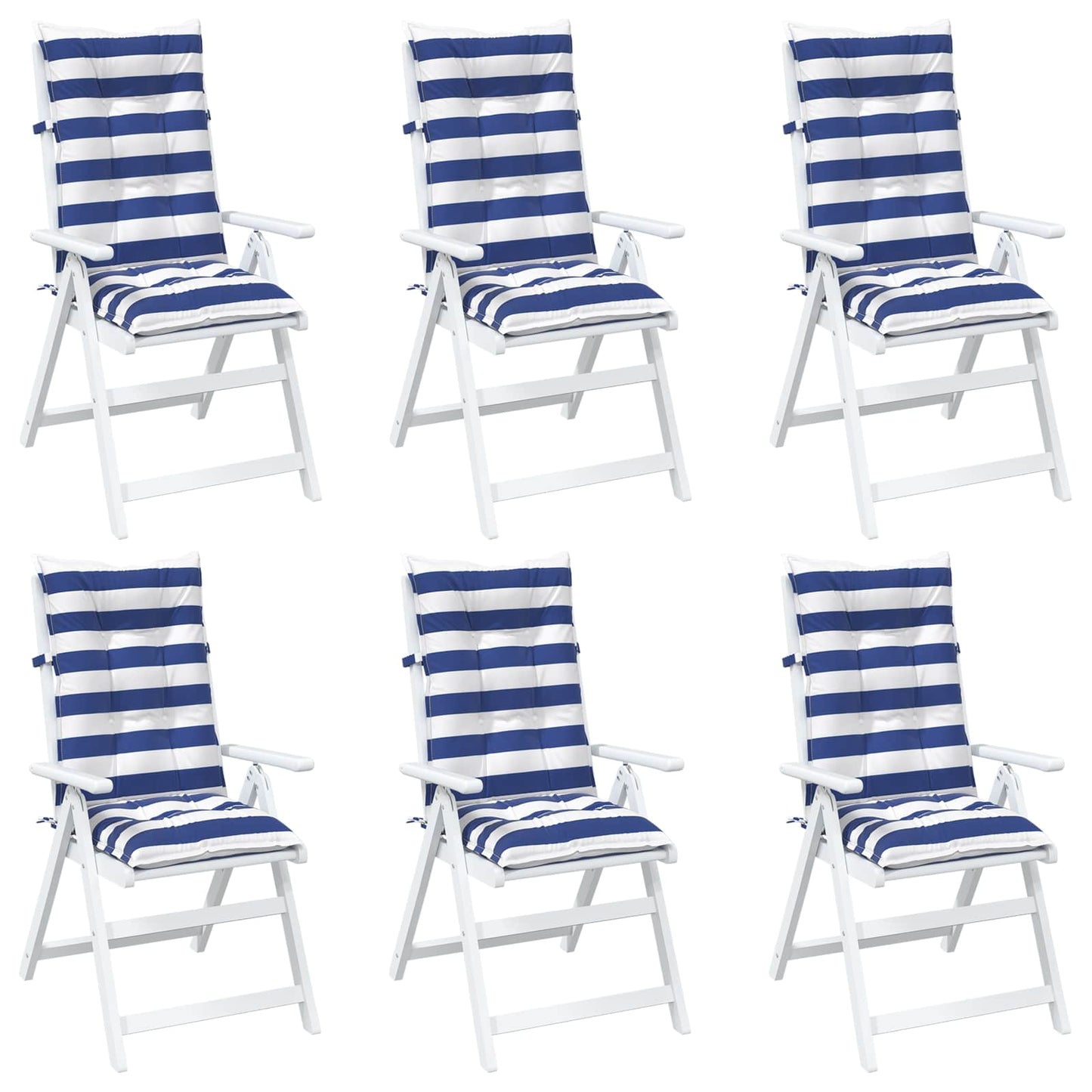 Cuscino da Esterno 6 pcs Blu e Bianco 120 x 50 x 7 cm Tessuto