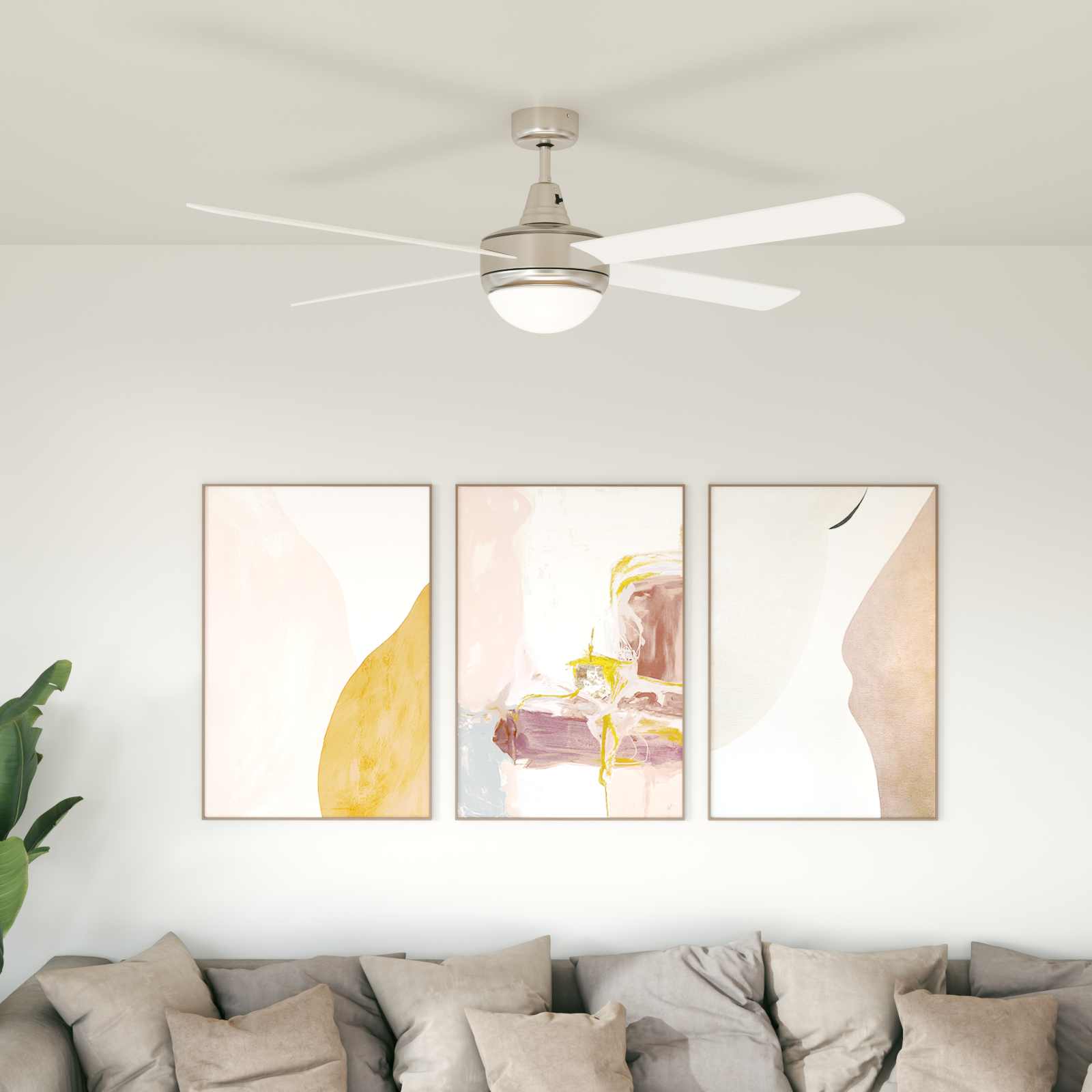 Ventilatore da soffitto con luce e telecomando Ø 130 cm Bianco | homemem39