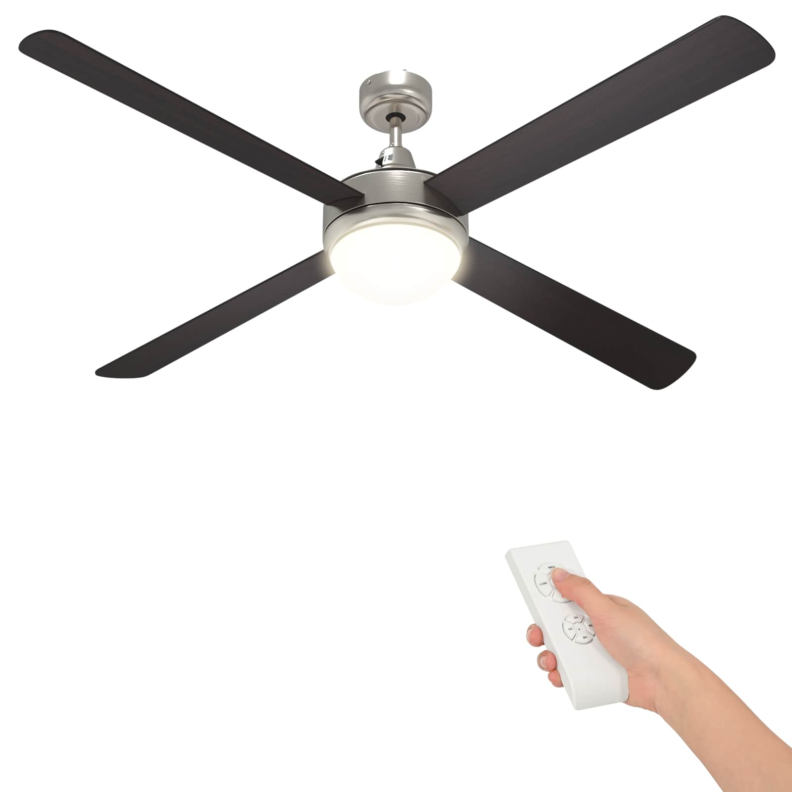 Ventilatore da soffitto con luce e telecomando Ø 130 cm | homemem39