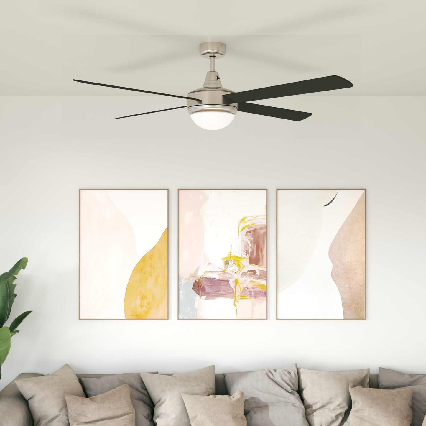 Ventilatore da soffitto con luce e telecomando Ø 130 cm Nero | homemem39