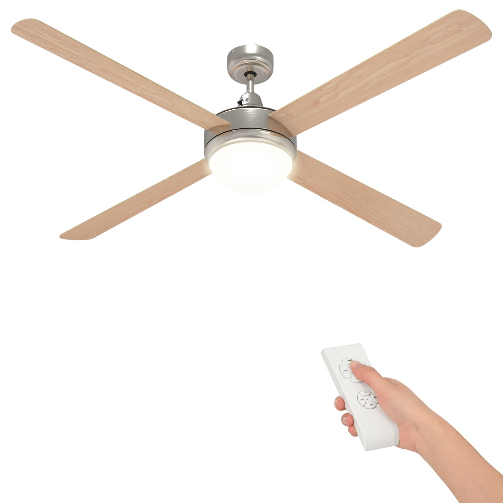 Ventilatore da soffitto con luce e telecomando Ø 130 cm Sonoma | homemem39