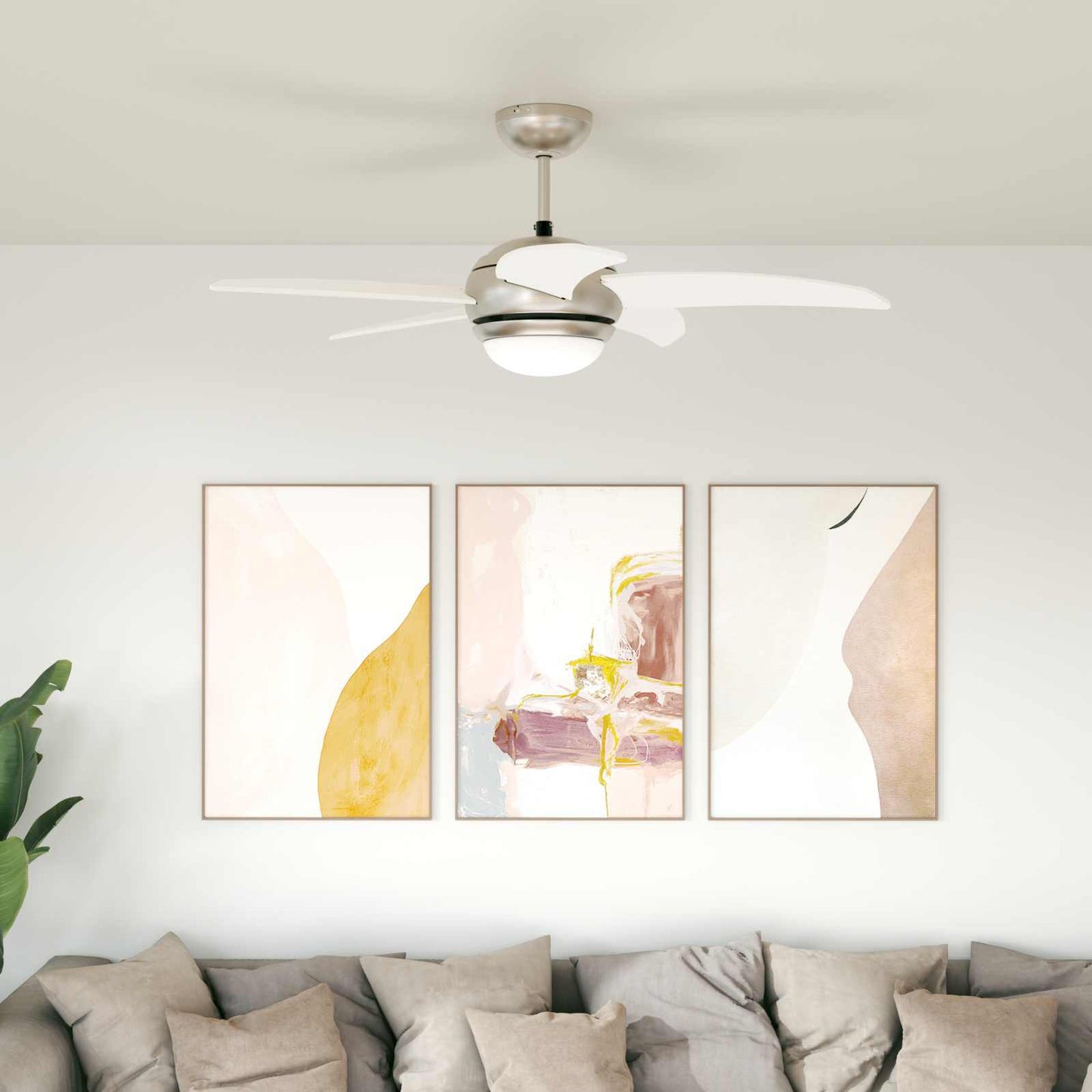 Ventilatore da soffitto con luce e telecomando Ø 110 cm Bianco | homemem39