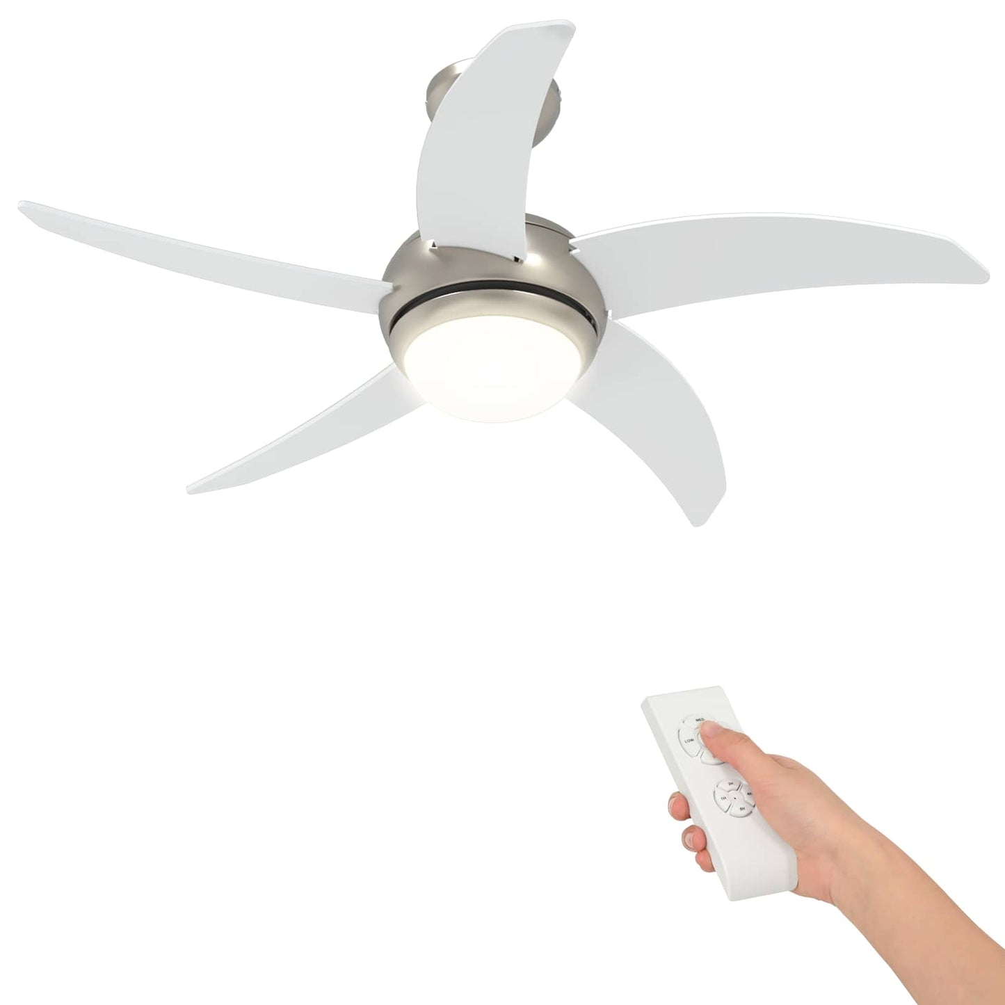Ventilatore da soffitto con luce e telecomando Ø 110 cm Bianco | homemem39