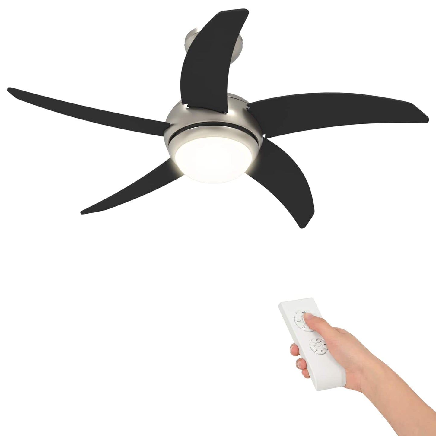 Ventilatore da soffitto con luce e telecomando Ø 110 cm Nero | homemem39